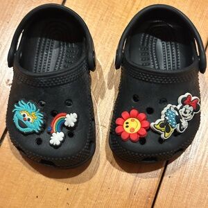 CROCS Kids' Black Water Shoes with Colorful Charms